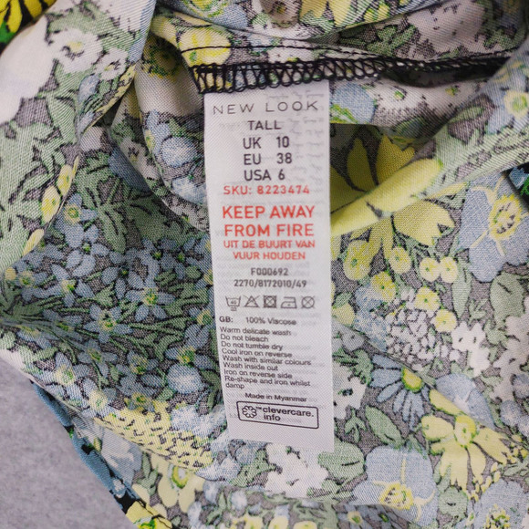 ASOS New Look Tall Peter Pan Collar Puff Sleeve Floral Midi Dress, Women's 6 - Picture 10 of 13